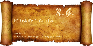 Mlinkó Gyula névjegykártya